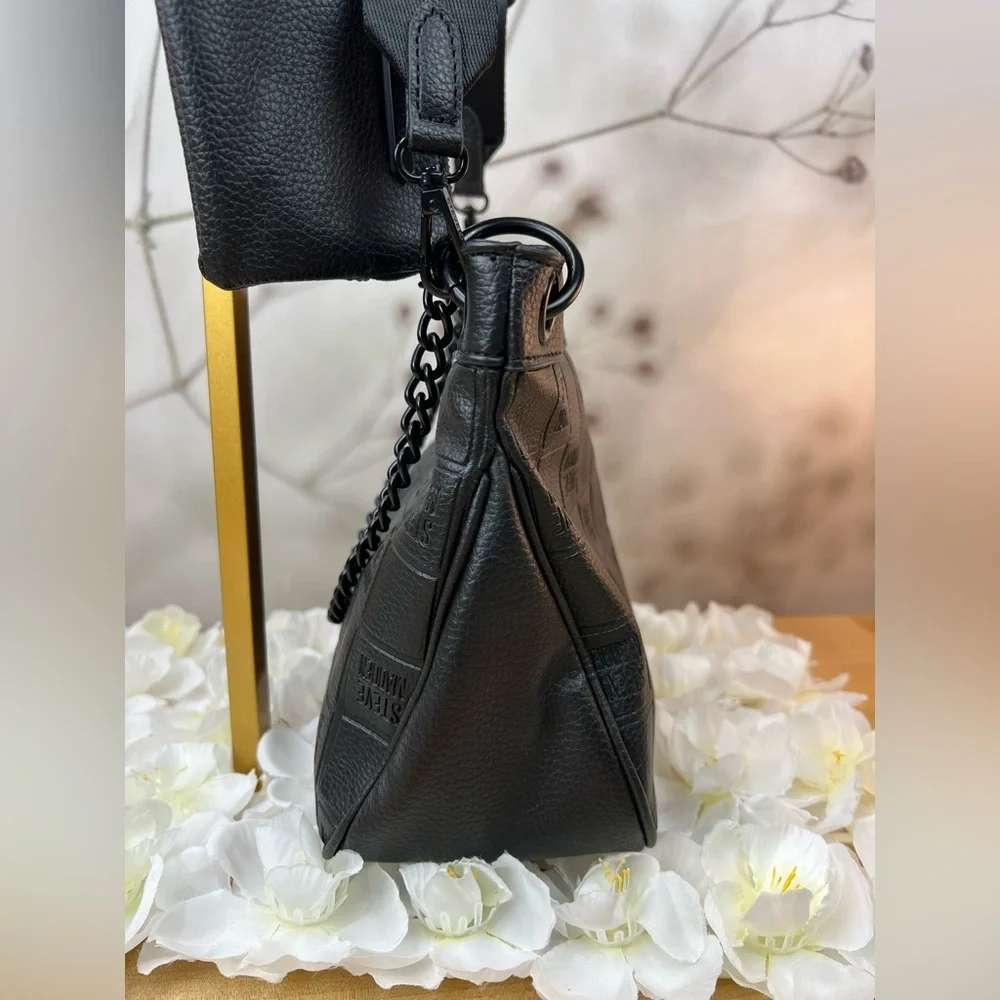 Steve Madden Black Quilted style Crossbody Bag with Chain Strap - Picture 7 of 12